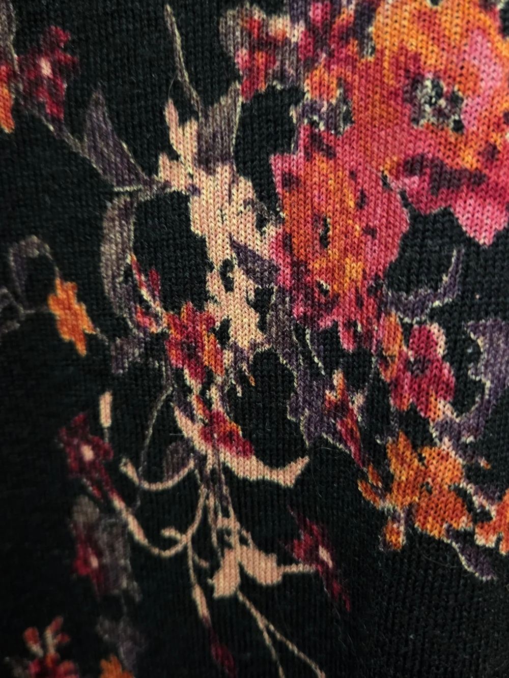 Garnet Hill Black Floral Button Cardigan with Beautiful Floral Print - Picture 3 of 6